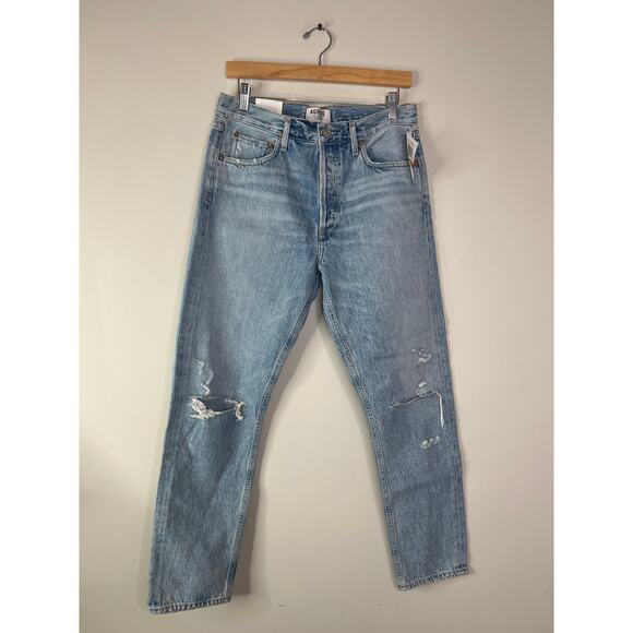 NWT Agolde Jamie High Rise Classic Distressed Jeans Blue Light Wash Size: 29 - Picture 2 of 9